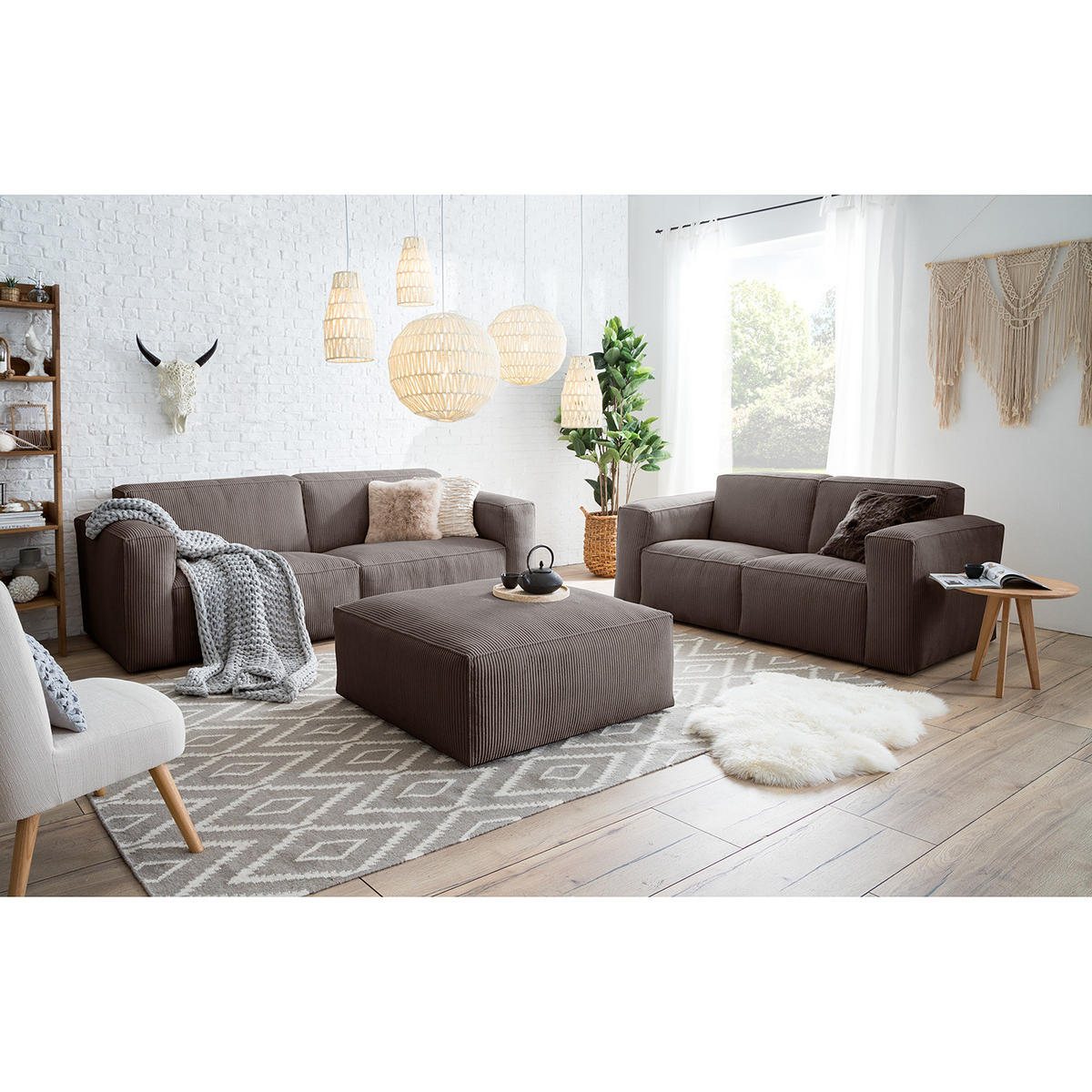 3-SITZER SOFA - Dunkelbraun, Textil (240/75/96cm) - home24