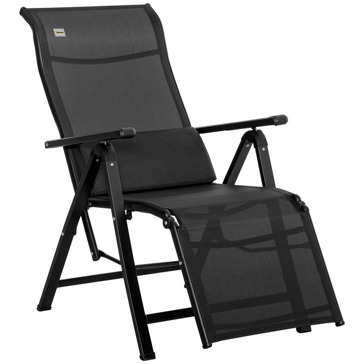 SONNENLIEGE DE-13534 9-fach verstellbar mit Lordosenkissen Schwarz - Schwarz, Metall (65/111/70cm) - ComfortXL
