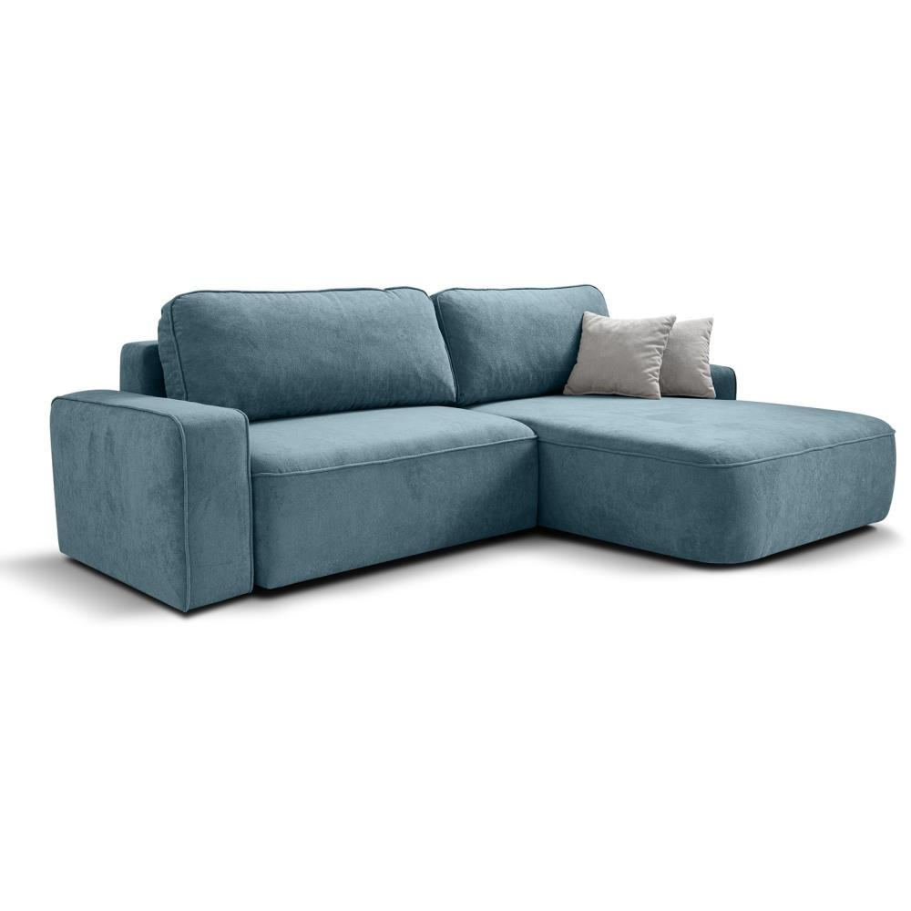 ECKSCHLAFSOFA Torre blau velours rechts - Blau, Textil (258/171cm) - Beautysofa