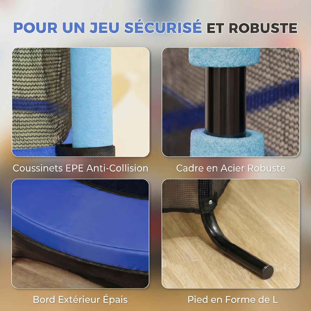 TRAMPOLIN DE-18984 Ø163 cm mit Sicherheitsnetz Blau - Blau, Metall (163/163cm) - ComfortXL