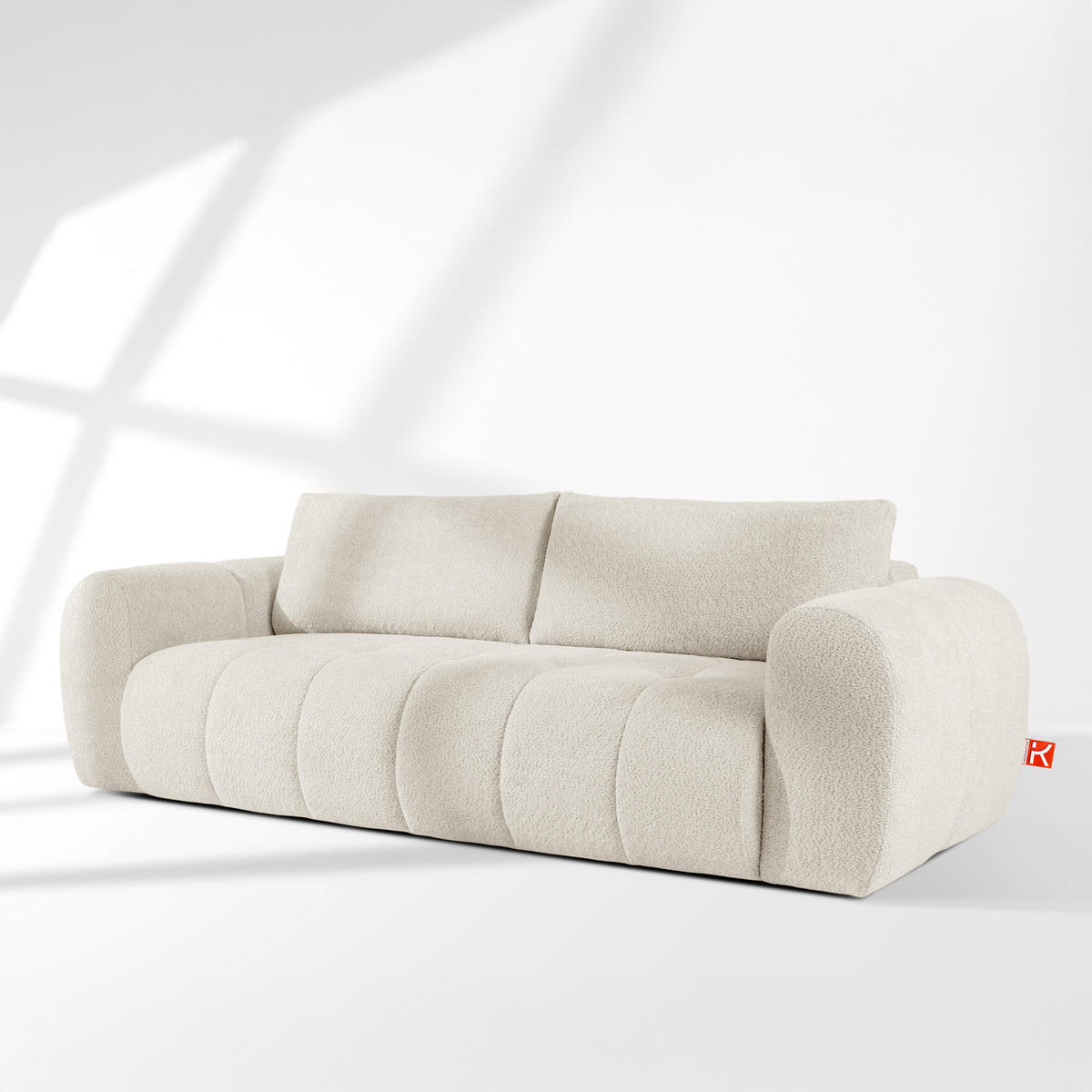 EINZELSOFA LIRA, Weiß, Bouclé - Weiß, Holz/Holzwerkstoff (256/84/112cm) - KONSIMO®