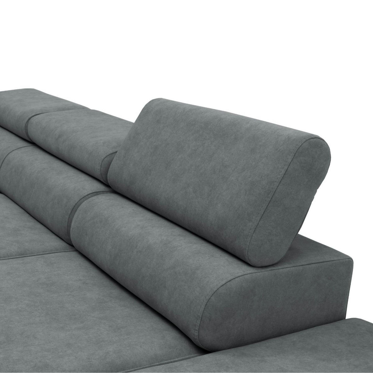 ECKSOFA JAZZ L Rechts mit Schlaffunktion 127x216 Velours Grau - Schwarz/Grau, Holz/Textil (237/285cm) - Muffo