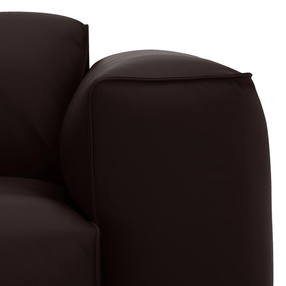 ECKSOFA mit Chaiselongue - Dunkelbraun/Schwarz, Leder/Kunststoff (290/173cm) - home24