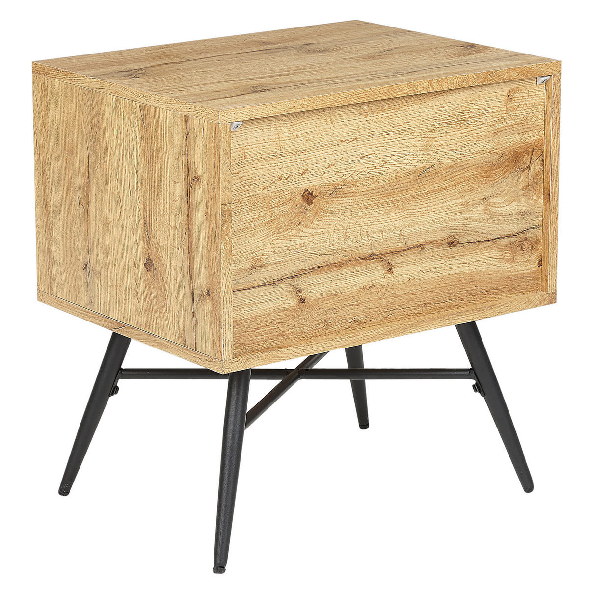 NACHTTISCH heller Holzfarbton/schwarz 1 Schublade 40/40 cm Lubock - Hellbraun/Schwarz, Holzwerkstoff (50/55/40cm) - Beliani