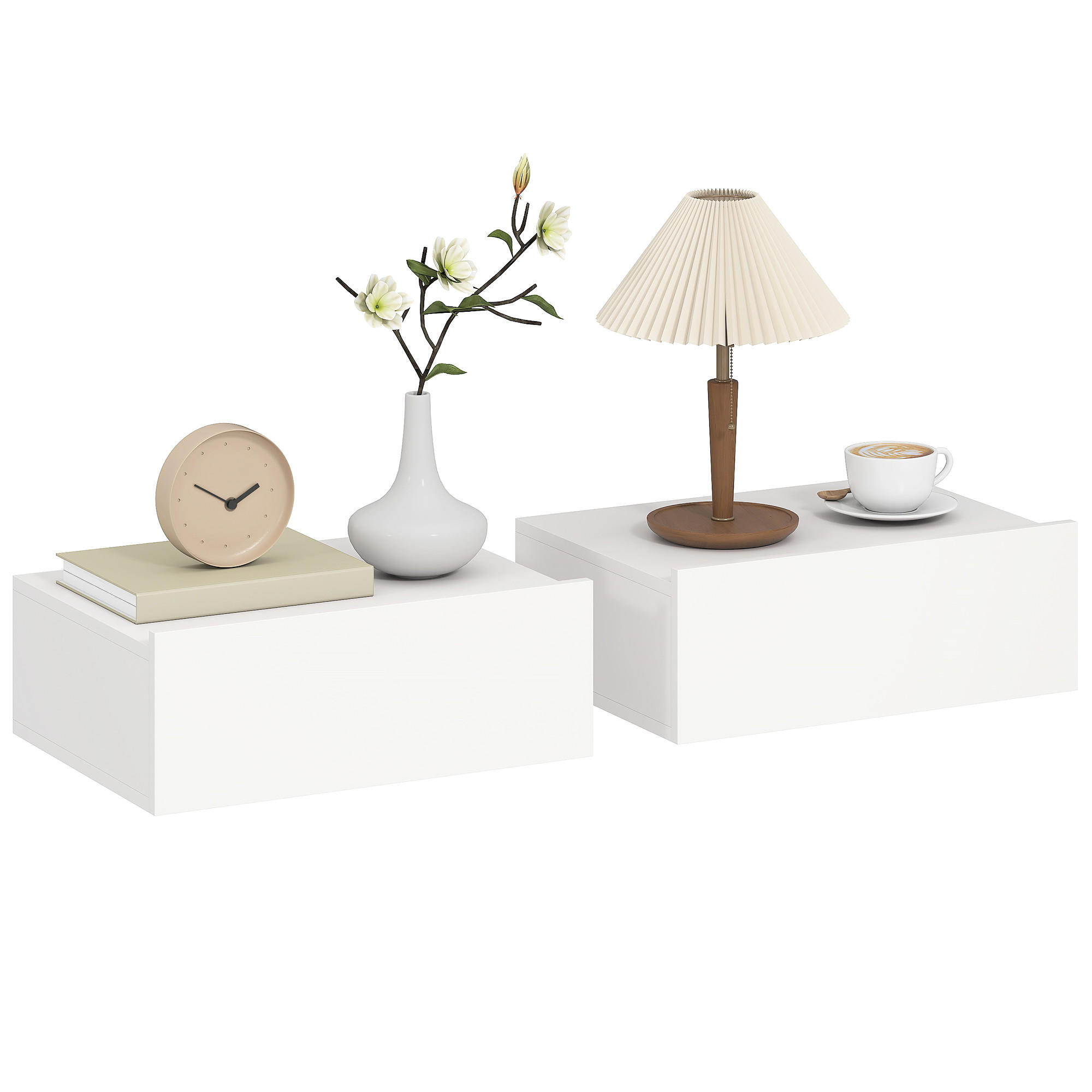 NACHTSCHRANK DE-12955 Wandmontage mit Schublade Weiß - Weiß, Holzwerkstoff (30/15/40cm) - ComfortXL