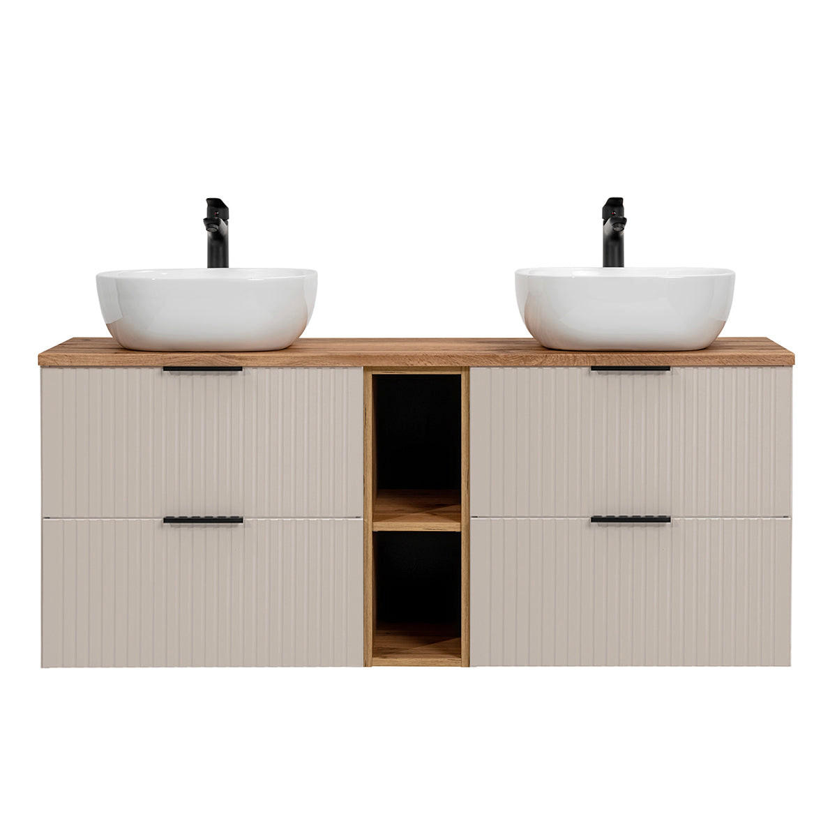 DOPPELWASCHTISCH 140.8cm Adriel Beige - Beige, Holzwerkstoff (140.8/59/46cm) - Petits-meubles