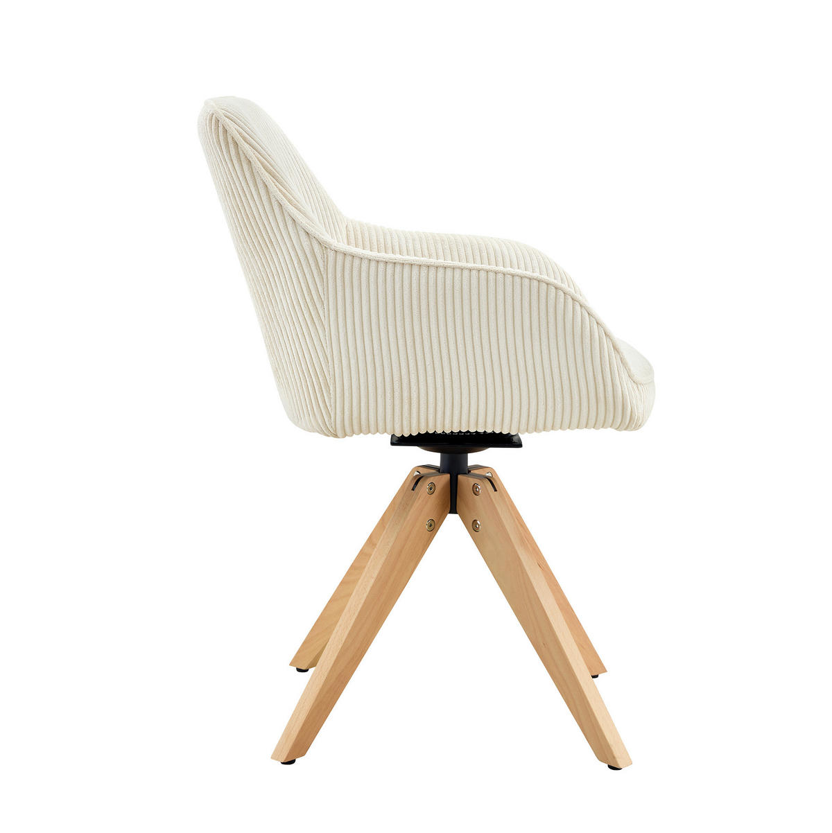 DREHSTUHL 2er-Set 360° drehbar Off White mit Massivholzbeinen - Weiß, Holz (44/84/56cm) - Meubliv