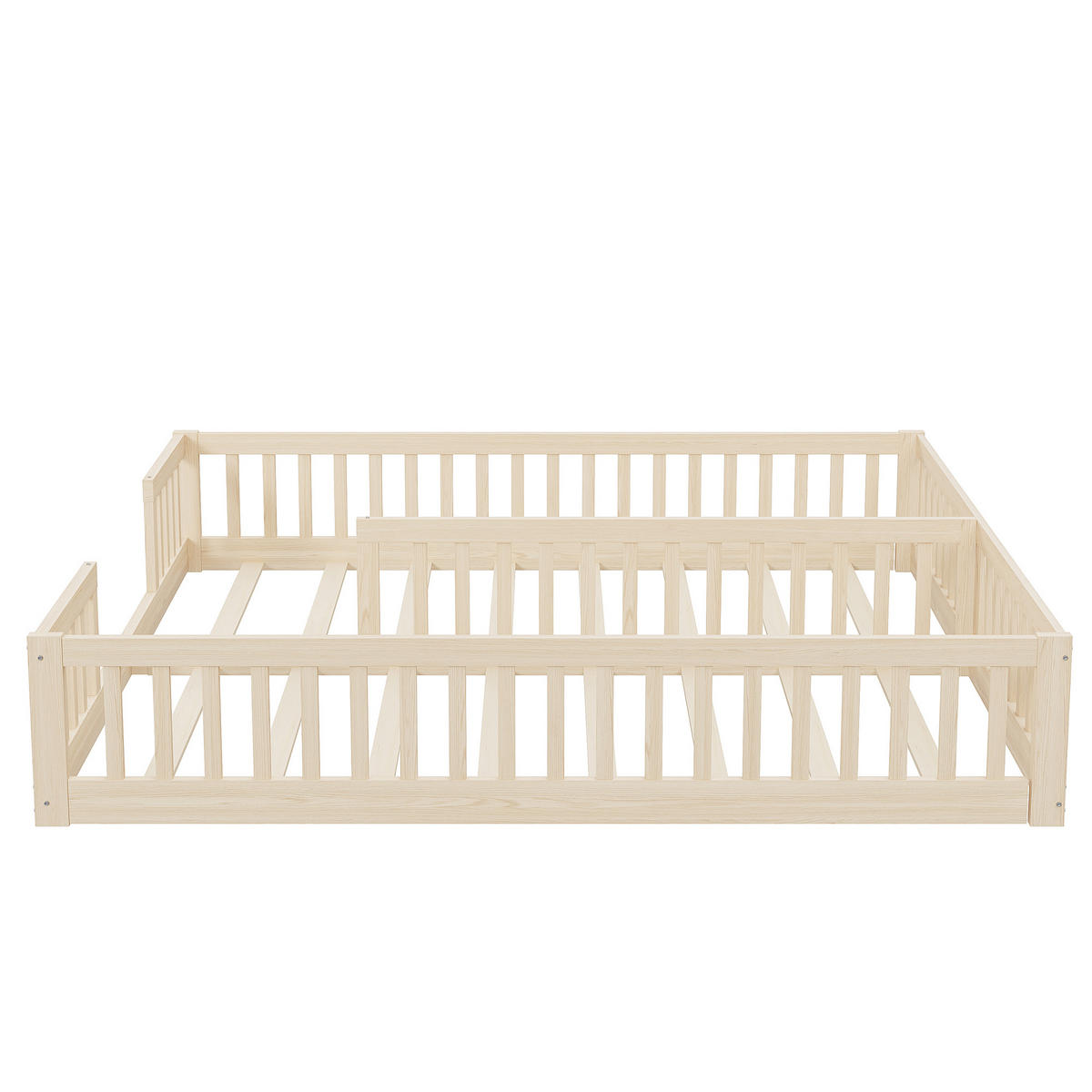 BODENBETT 90/200 cm DE-03167, als 2er-Set mit Gitter und Lattenrost, in Natur - Naturfarben, Holz/Holzwerkstoff (90/200cm) - ComfortXL