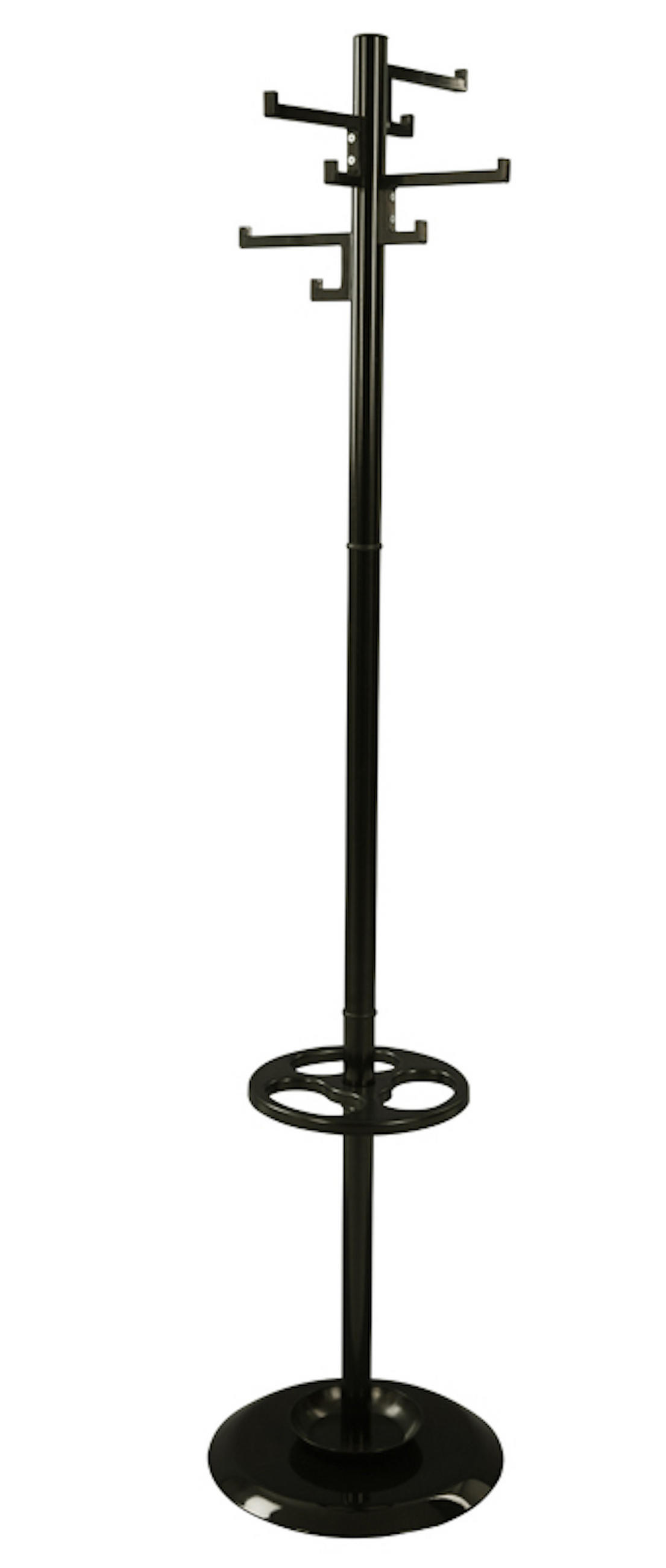 GARDEROBE Mit 4x Kunststoff-Doppelhaken 178x38x38 cm Mit Auffangschale Schwarz - Schwarz, Metall (38/178/38cm) - PROREGAL