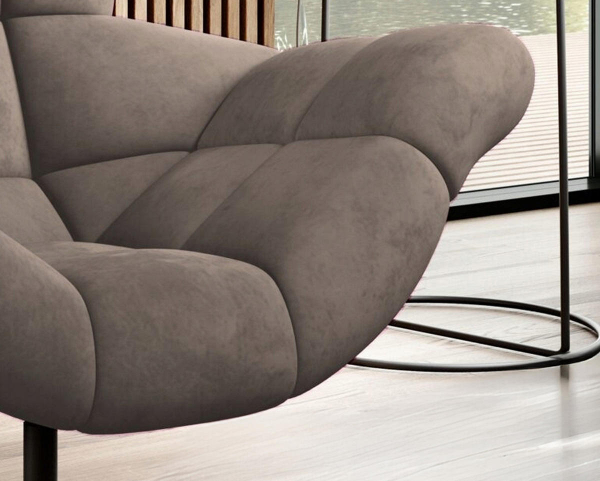 SESSEL SENSI Relaxstuhl mit 360° Drehung und Schwingfunktion – Lux-Schaumkissen, Cappuccino, 104x46x119 cm - Creme/Schwarz, Holz/Textil (104/119/84cm) - DomoHome