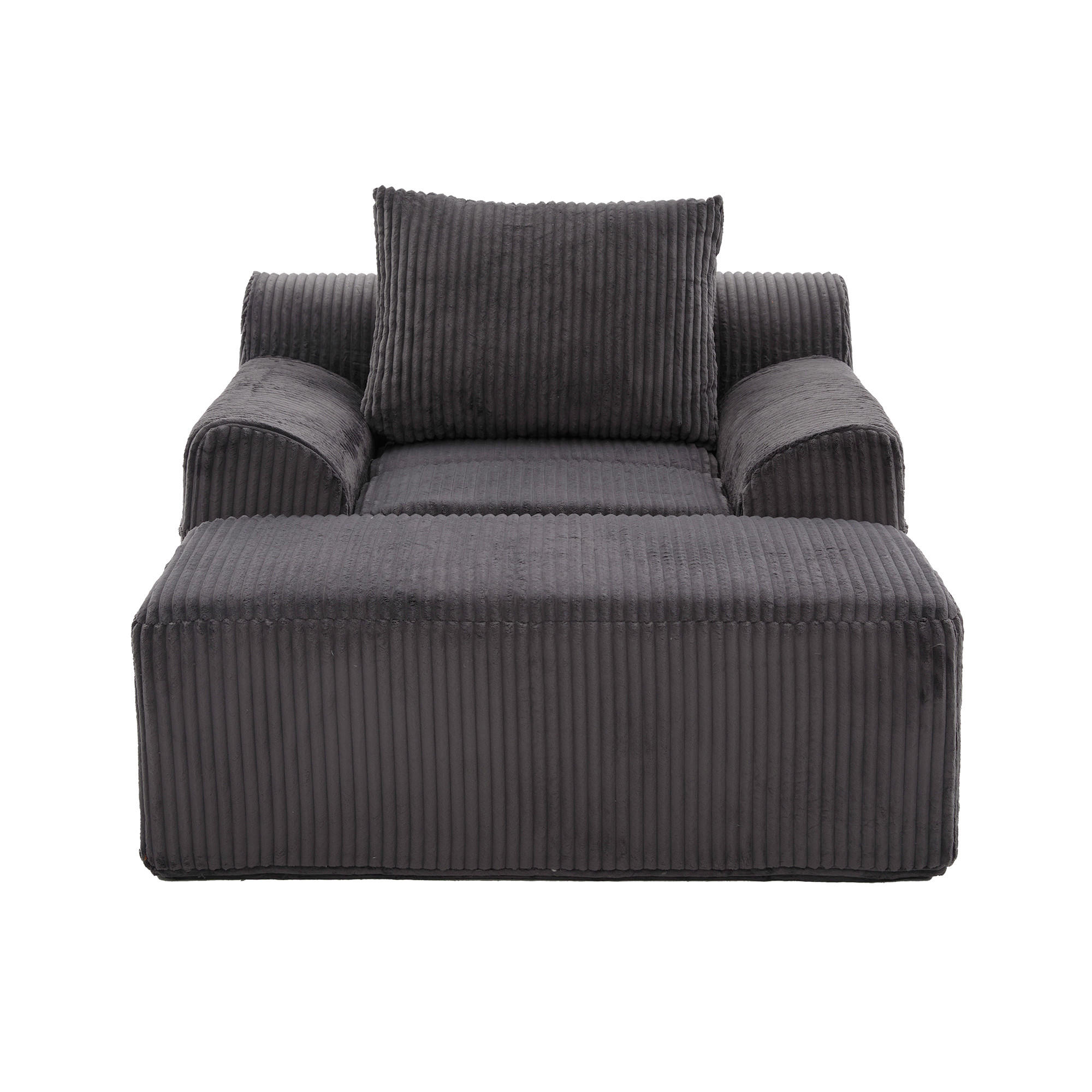 SOFASESSEL mit Fußpedal Kordsamt Dunkelgrau 147/110/67 cm - Dunkelgrau, Textil (147/67/110cm) - OKWISH