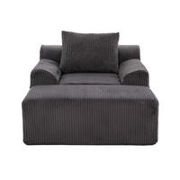 SOFASESSEL mit Fußpedal Kordsamt Dunkelgrau 147/110/67 cm - Dunkelgrau, Textil (147/67/110cm) - OKWISH