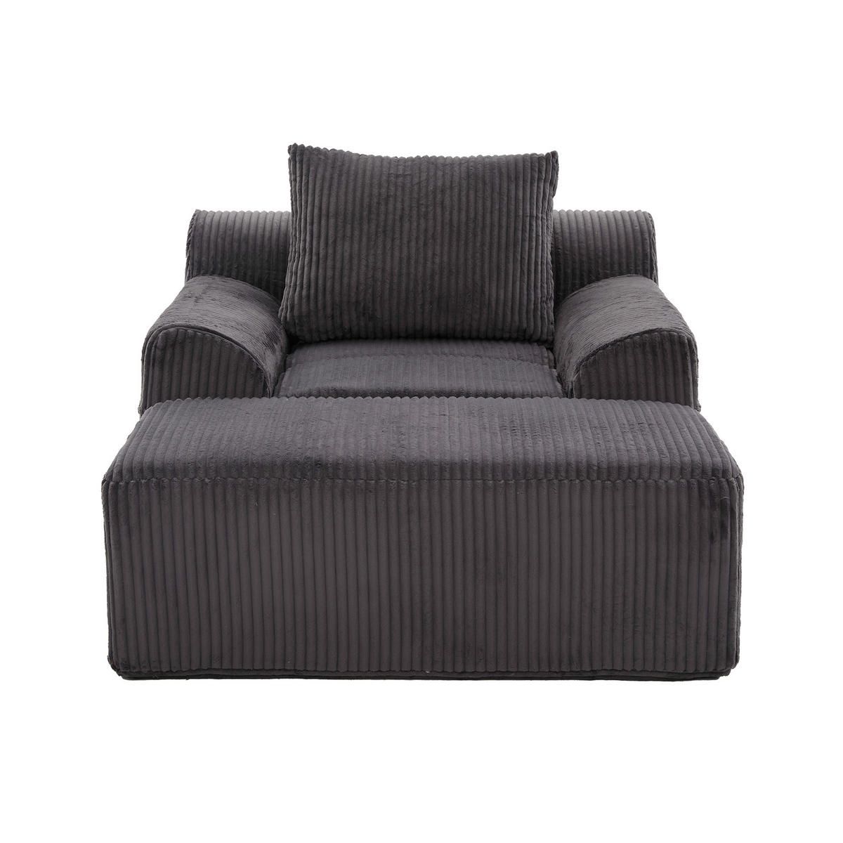 SOFASESSEL mit Fußpedal Kordsamt Dunkelgrau 147/110/67 cm - Dunkelgrau, Textil (147/67/110cm) - OKWISH