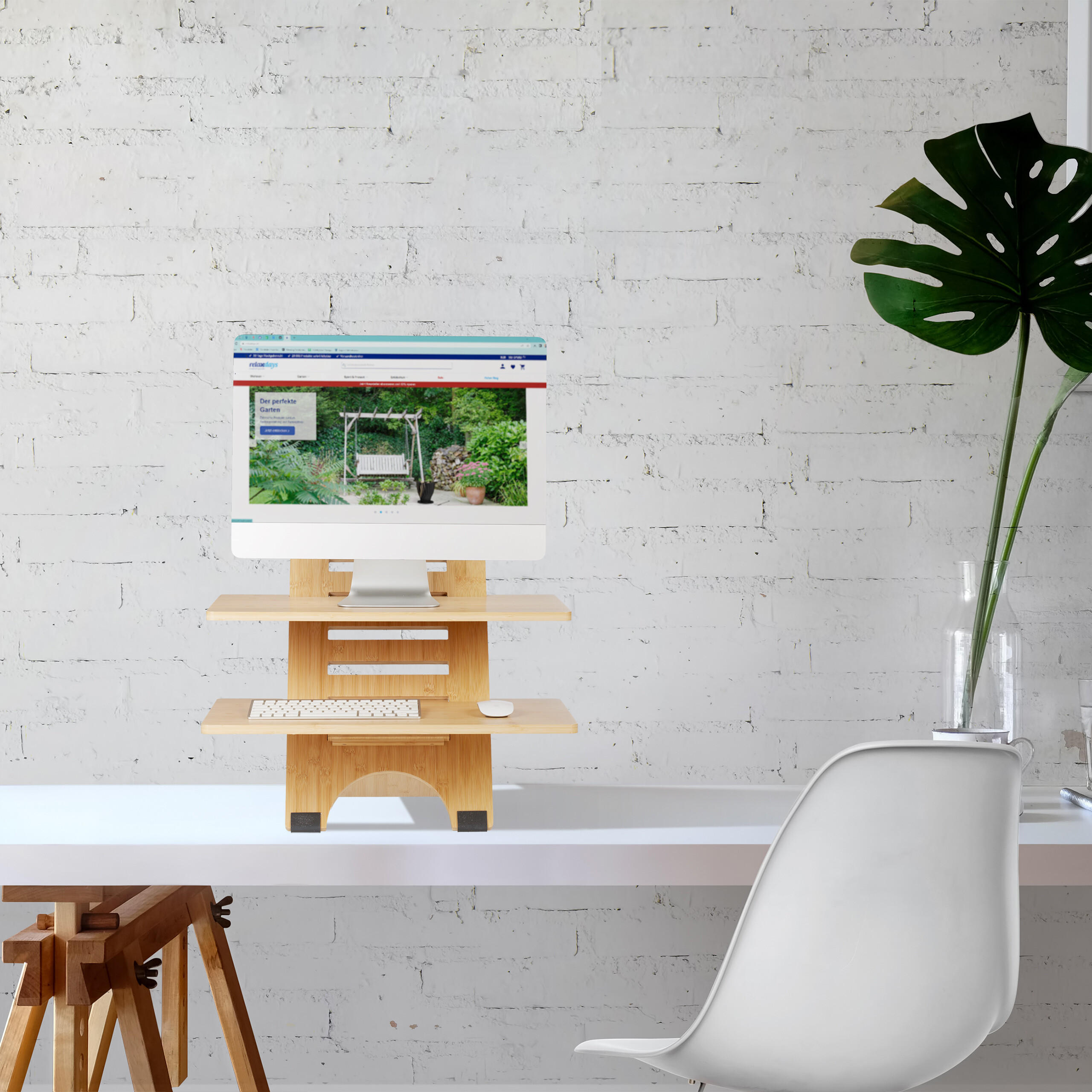 STEHSCHREIBTISCH-AUFSATZ - Hellbraun, Holz (61/60/61cm) - Relaxdays