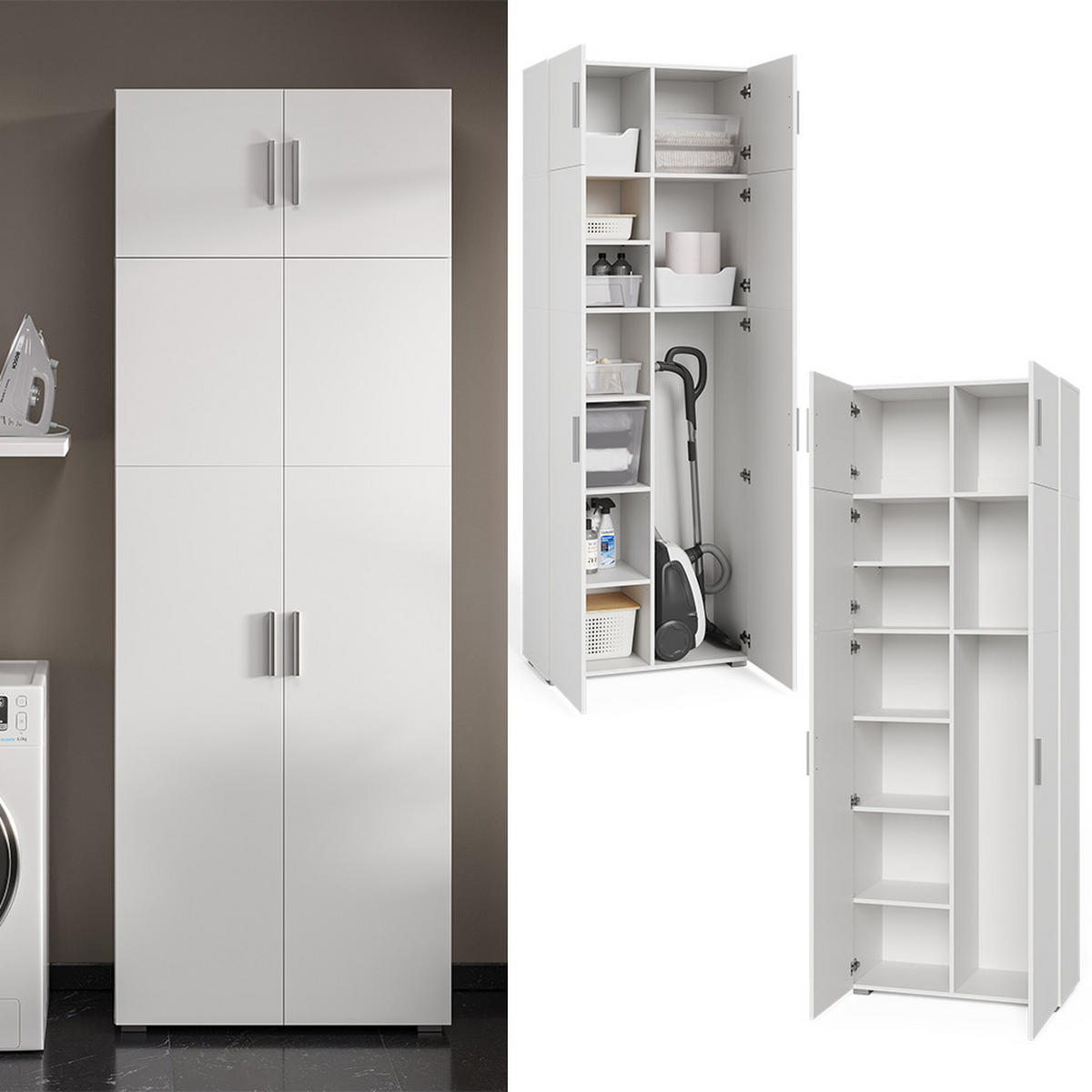 UNIVERSALSCHRANK Ingo Weiß 80 x 182.4 cm mit Schrankaufsatz - Weiß, Holzwerkstoff (80/182.4/37cm) - Vicco