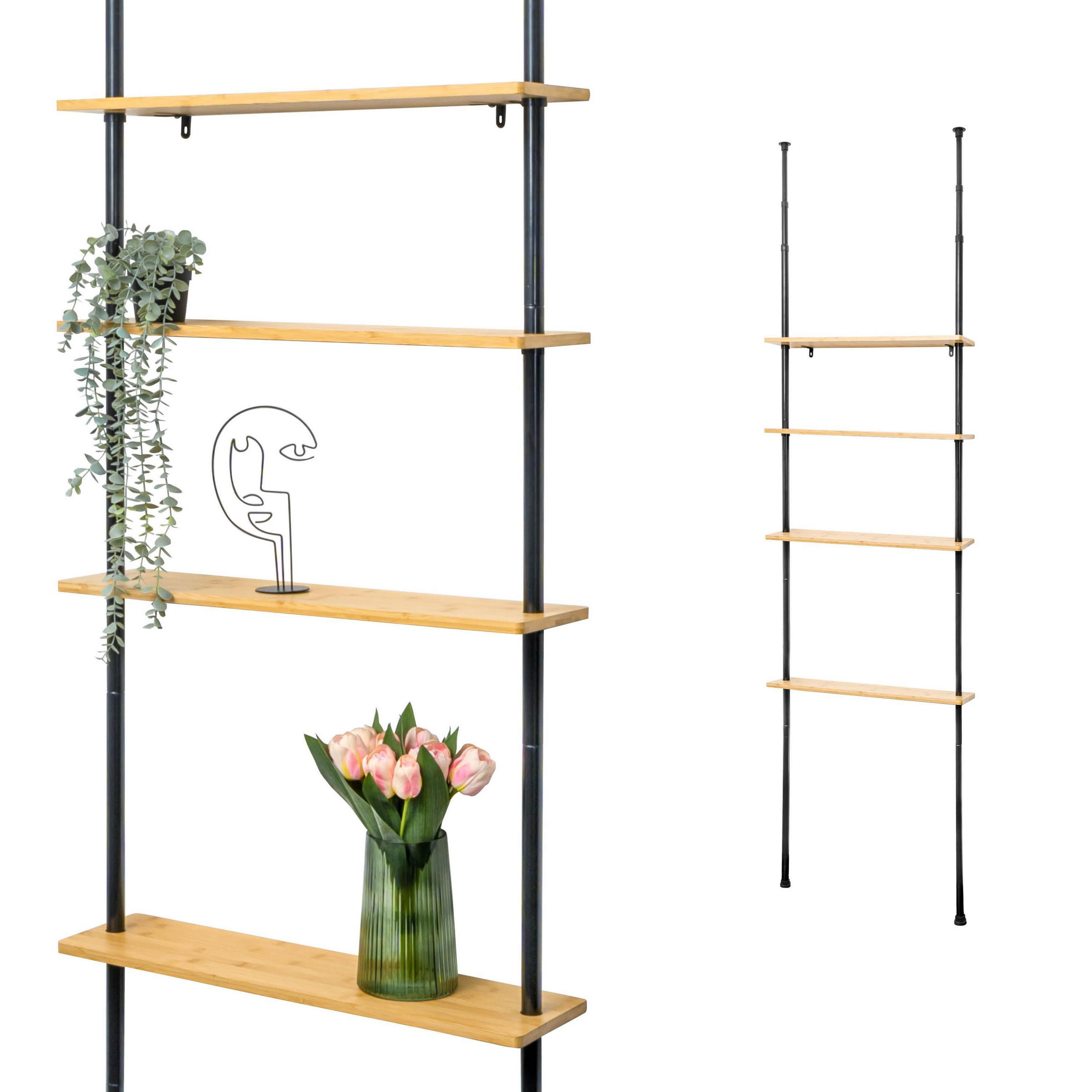 TELESKOP-ECKREGAL, schwarz, Metall - Schwarz/Braun, Metall (70/290/18cm) - bremermann