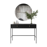 FRISIERTISCH MIDNIGHT auf Gestell mit Spiegel und LED-Beleuchtung schwarz - Schwarz, Holzwerkstoff (104/77/50cm) - Lookway