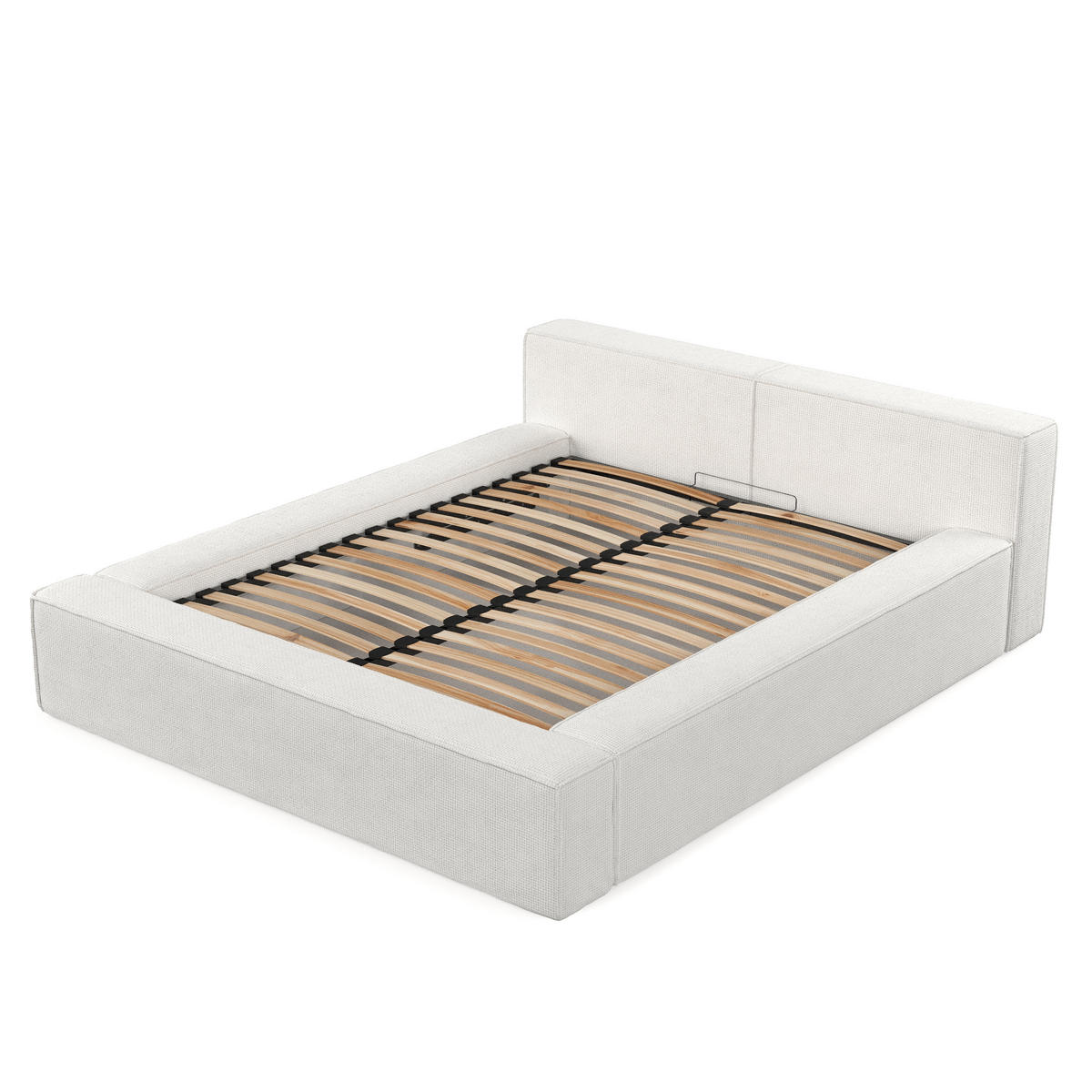 POLSTERBETT Casto mit Stauraum 160/200 cm Weiß im Bonita Stoff - Schwarz/Naturfarben, Holz/Holzwerkstoff (160/200cm) - AltaBeds