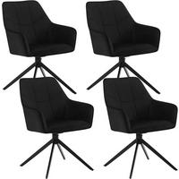 ESSZIMMERSTUHL 4er Set, Samt, Metallbeine, Schwarz - Schwarz, Kunststoff/Textil (58/86/63.5cm) - Woltu