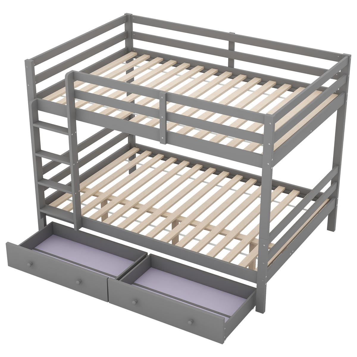 ETAGENBETT Massivholz 140x200 cm Grau - Grau, Holz (140/200cm) - ComfortXL