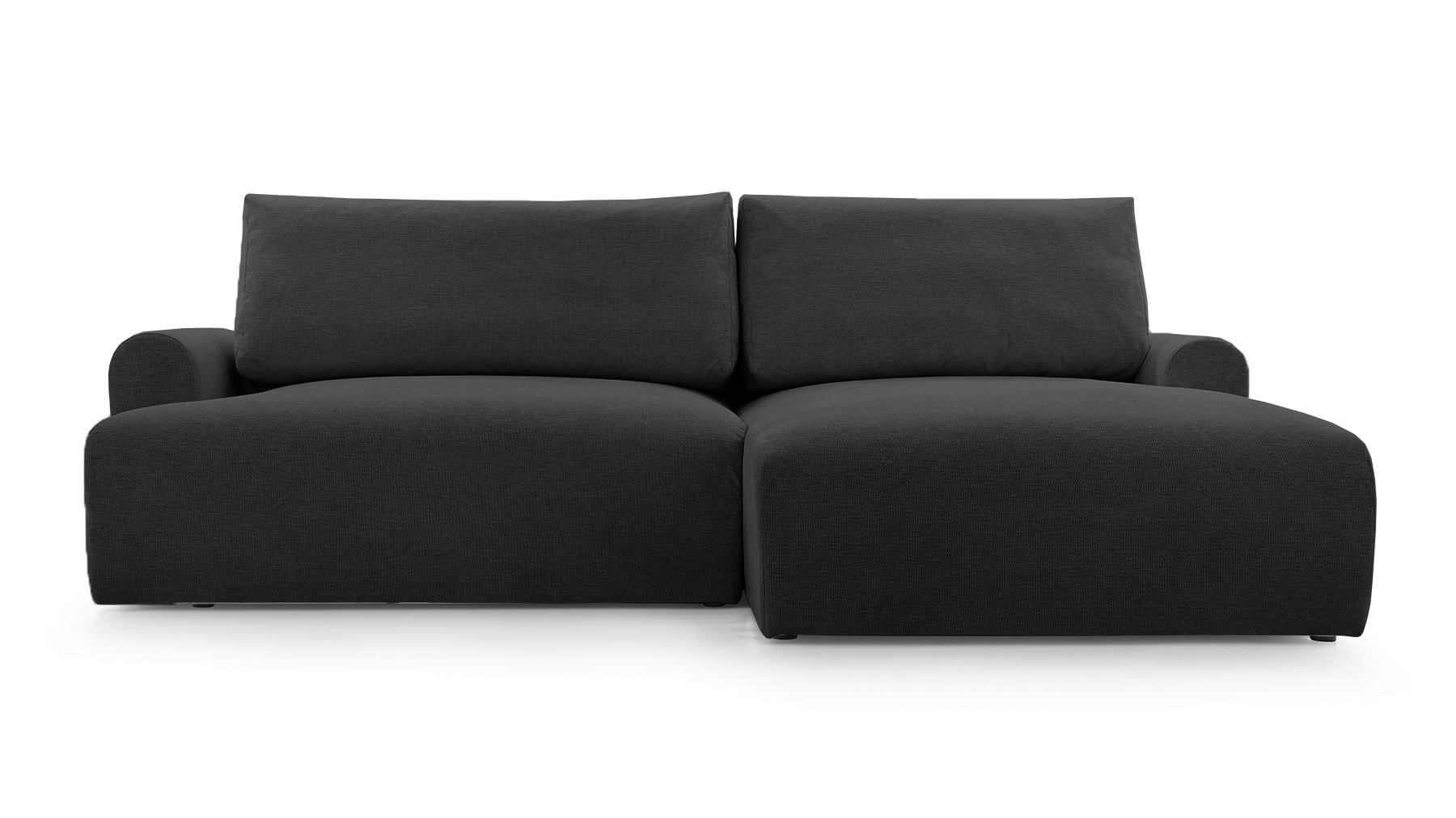 ECKSOFA mit Schlaffunktion Bordon, Schwarz - Schwarz, Textil (150/260cm) - Fedve