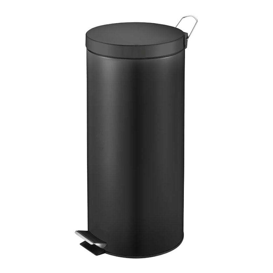 MÜLLEIMER Runder TretMit Herausnehmbaren Kunststoff Inneneimer 30 Liter 64 x 30 x 33 cm Schwarz - Schwarz, Metall (30/64/33cm) - PROREGAL