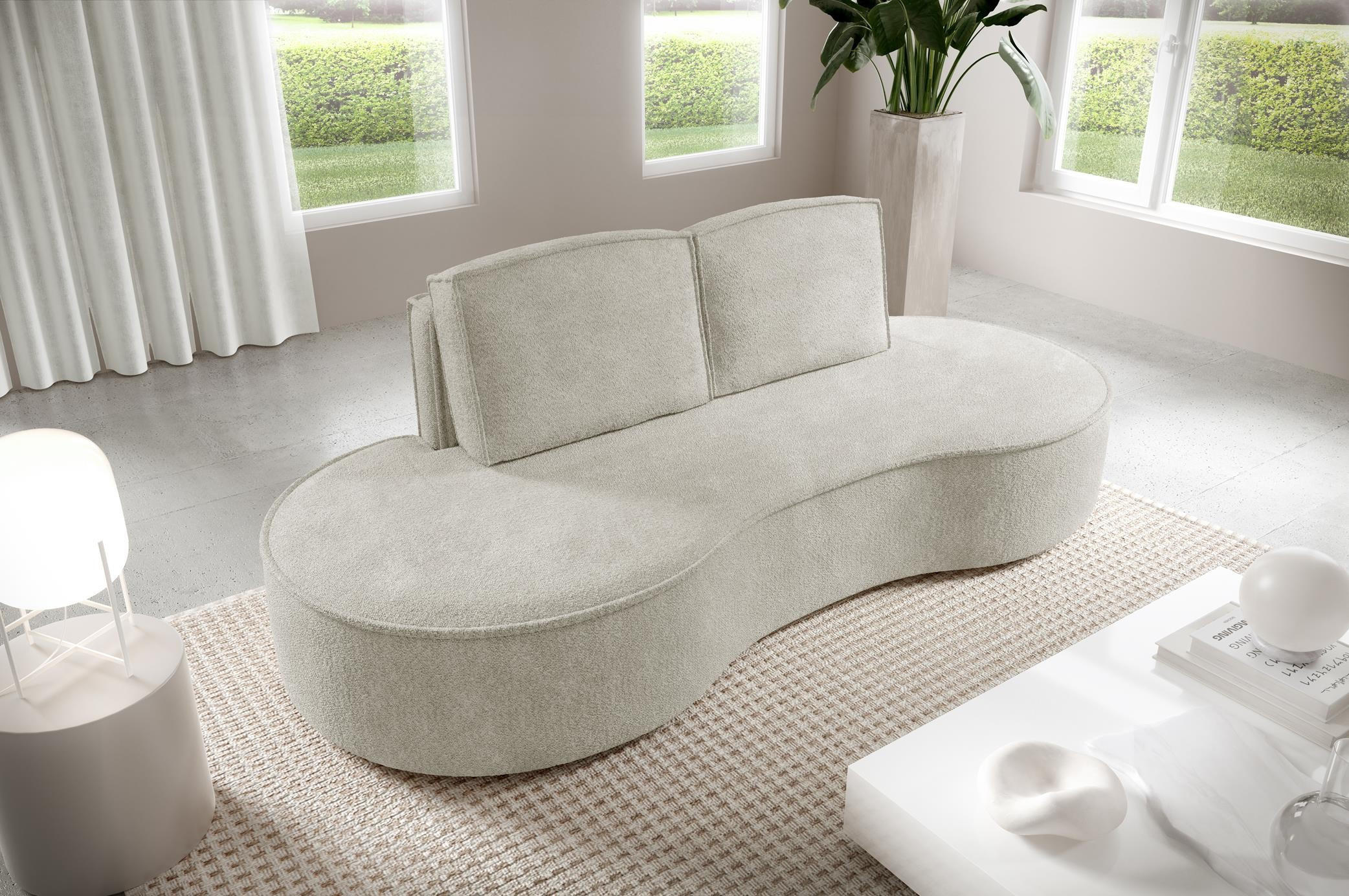 SOFA Flow Weiß, mit Kissen in Abriamo Stoff - Weiß, Holzwerkstoff (234/88/101cm) - Bettso