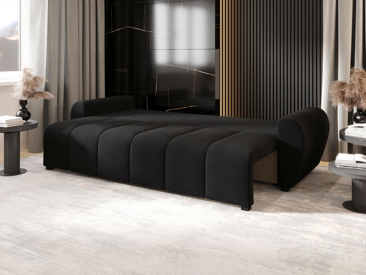 SOFA MOLISA mit Schlaffunktion COSMIC 100 mit Stauraum - Schwarz, Textil (86/82/246cm) - Bedante