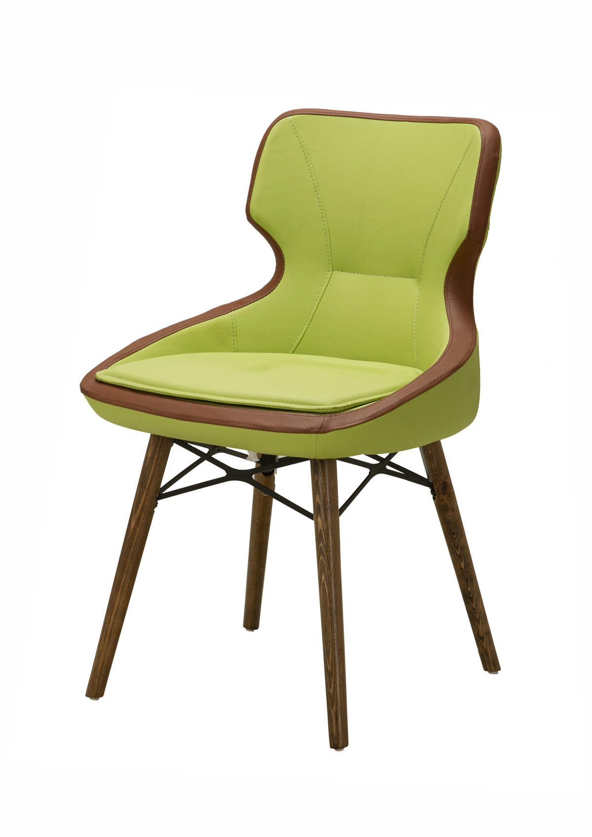 POLSTERSTUHL ARIA mit Kunstleder-Bezug & Holzgestell – Modern Dining - Grün, Holz/Textil (53.5/80.5/56cm) - Stuhlmann