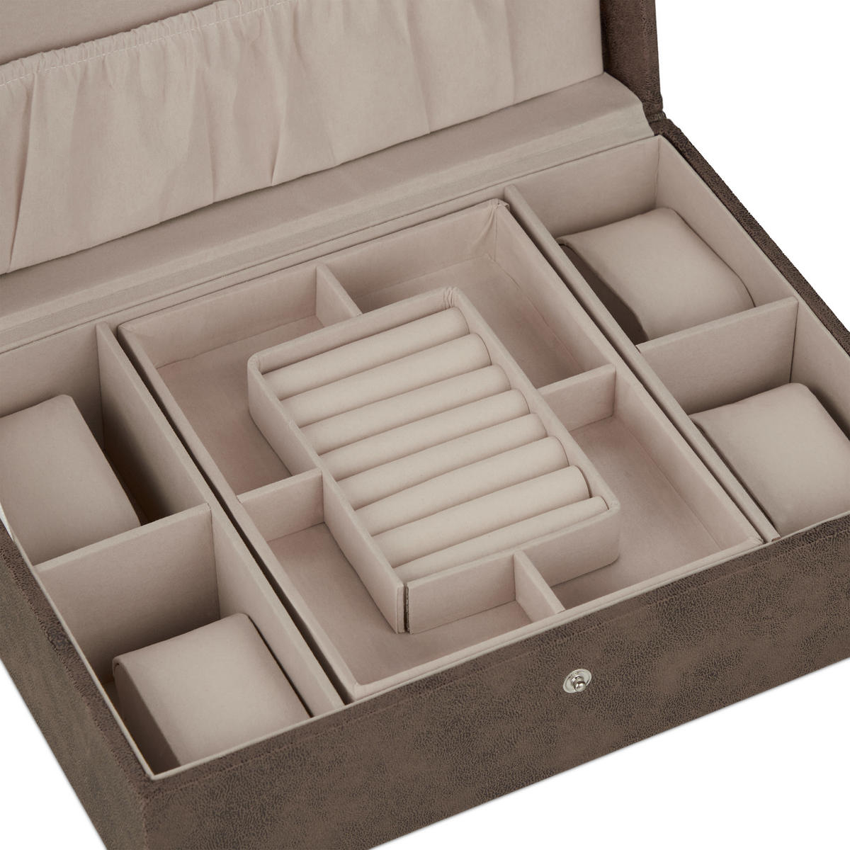 SCHMUCKKÄSTCHEN - Braun, Holzwerkstoff/Wellpappe (29/10/20cm) - Relaxdays