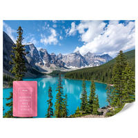 FOTOTAPETE See Berge Wald Landschaft 3D 400x280 - Türkis/Blau, Papier (400/280cm) - Muralo