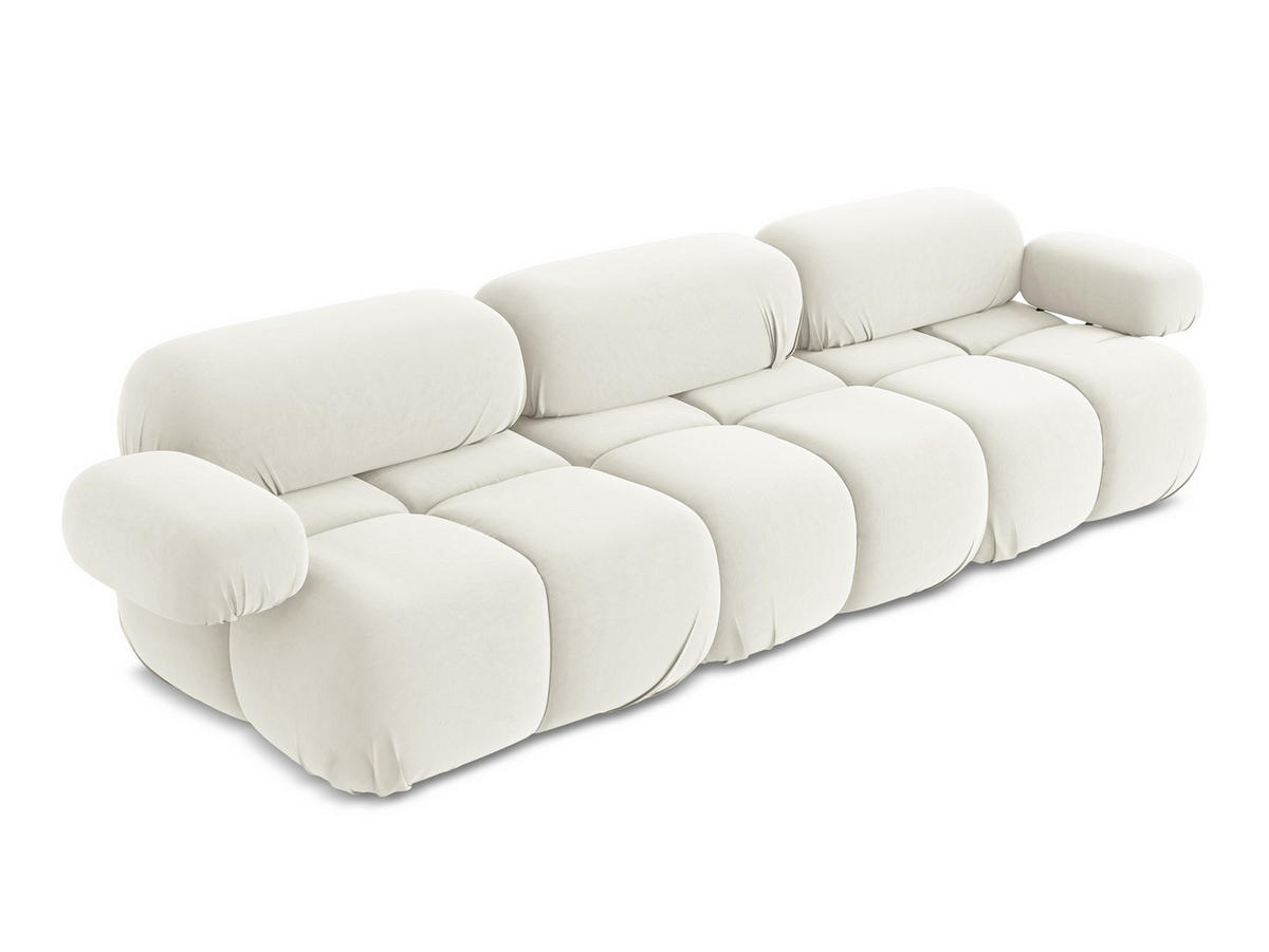 3-SITZER SOFA Samt Stoff Beige - Beige/Creme, Kunststoff/Textil (285/70/96cm) - Makamii