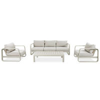 GARTENSET Selene mit Sofas Sessel und Kaffeetisch, für 5 Personen, Metallbeine, Beige - Beige, Metall - Beautysofa