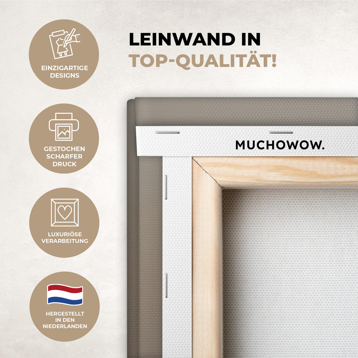 LEINWANDBILD Pampasgras - Federn - Pastell - Weiß Wandbild Wohnzimmer 50x50 cm - Naturfarben, Textil (50/50cm) - MuchoWow