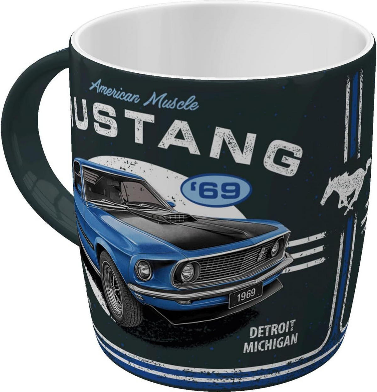 KAFFEETASSE 330 ml Ford Mustang 1969 Mach 1 Blue - Multicolor, Keramik (0.33L) - Nostalgic-Art