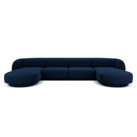 PANORAMASOFA Miley aus Samt königsblau 5 Sitzplätze - Blau, Textil (156/70/330cm) - Micadoni