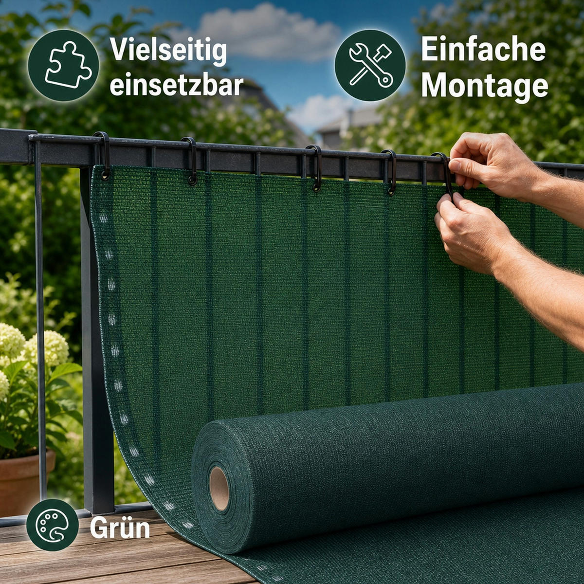 SICHTSCHUTZNETZ - Grün, Kunststoff (100/100cm) - KLASEBO