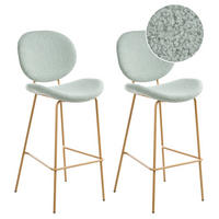 BARHOCKER 2er-Set Hellbraun/Hellgrün Luana - Hellbraun/Hellgrün, Textil (52/116/48cm) - Beliani