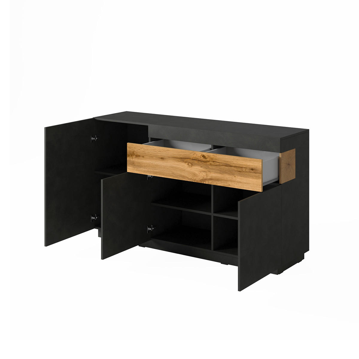 SIDEBOARD Andrea Anthrazitgrau und Holz - Grau, Holzwerkstoff (150/85/40cm) - Petits-meubles