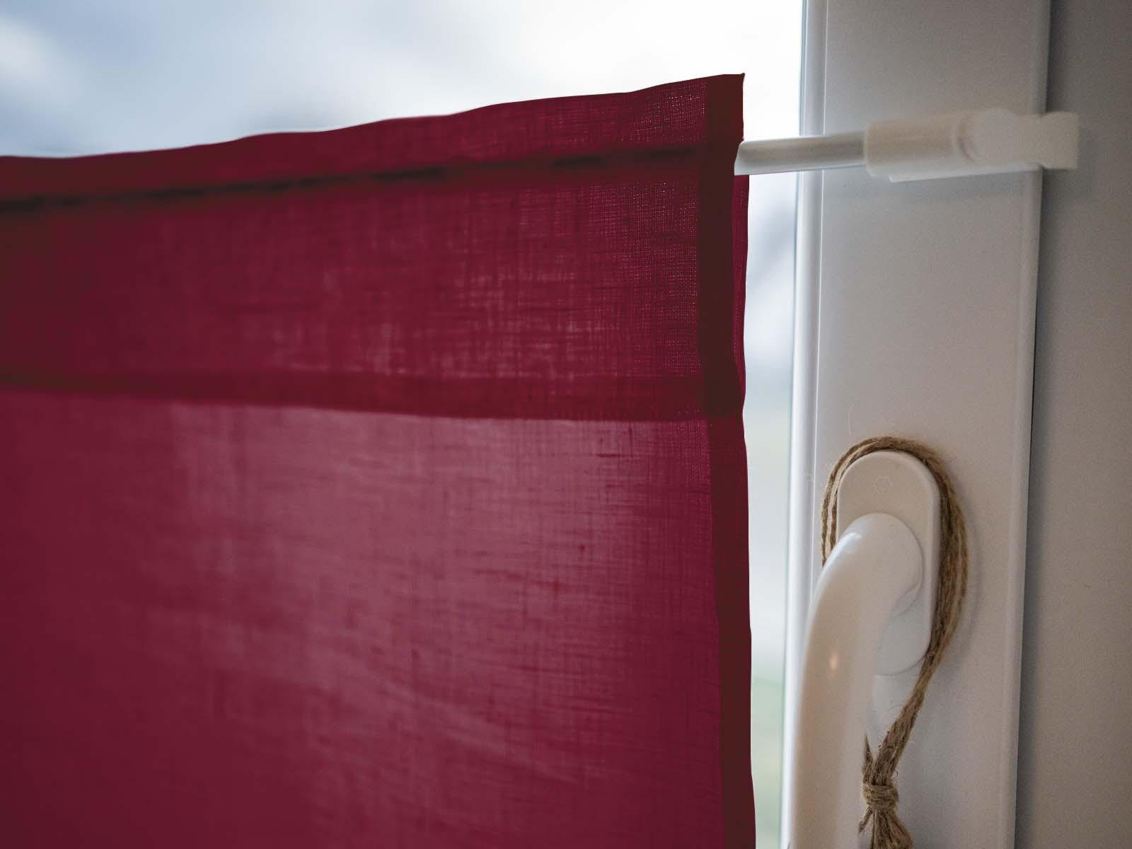 SCHEIBENGARDINE reines Leinen rose-de provence 85/45 cm - Dunkelrot, Naturmaterialien (45/85cm) - beties Heimtextil