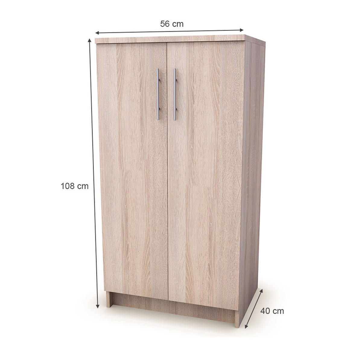 SCHUHSCHRANK Dalia Sonoma 56 x 108 cm - Braun/Sonoma Eiche, Holzwerkstoff (56/108/40cm) - Vicco