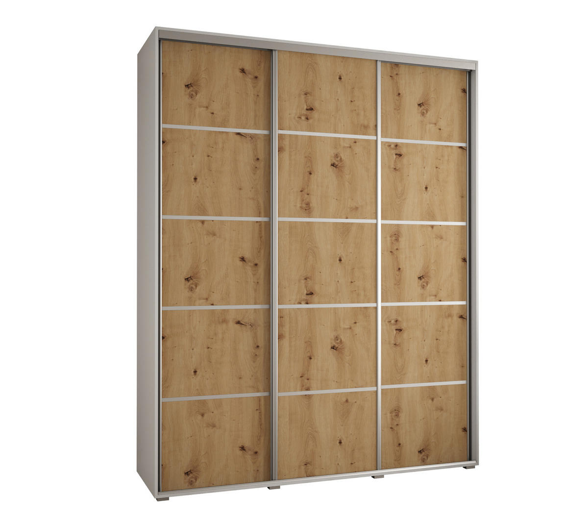 SCHWEBETÜRENSCHRANK 235,2/200/60 3-türig - Silberfarben/Weiß, Holz/Metall (200/235/60cm) - Abiks Möbel