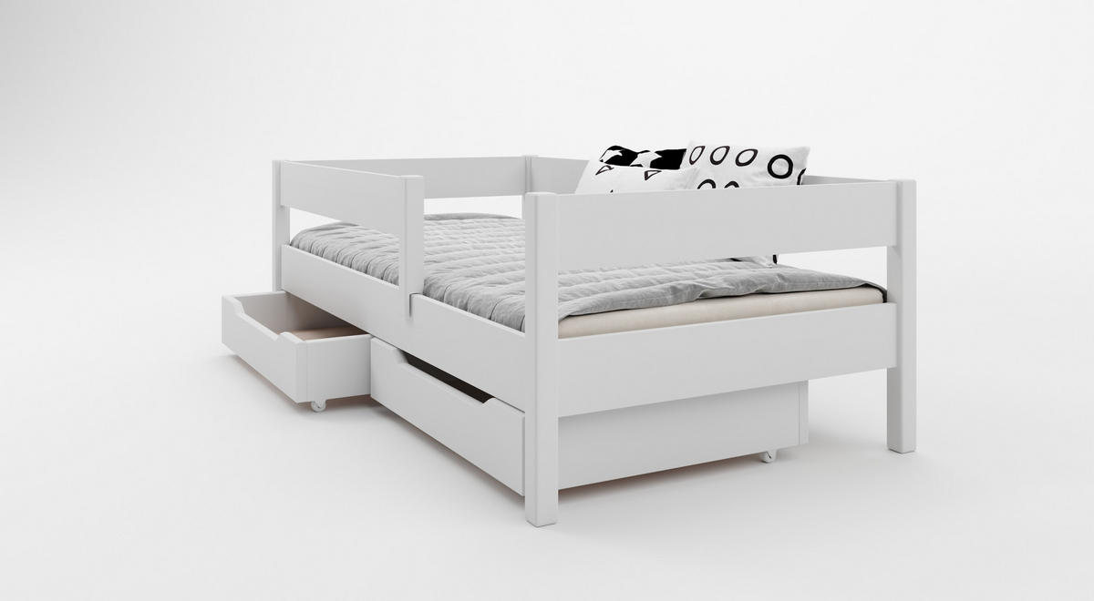 KINDERBETT Mix 160x80 weiß mit Schubladen und Matratze - Weiß, Holzwerkstoff (80/160cm) - LUKDOM