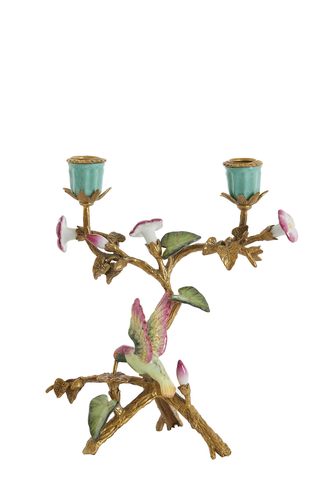 KERZENHALTER Hummingbird Grün 21.5/16/25.5 cm - Grün, Keramik (16/25.5/21.5cm) - Light & Living