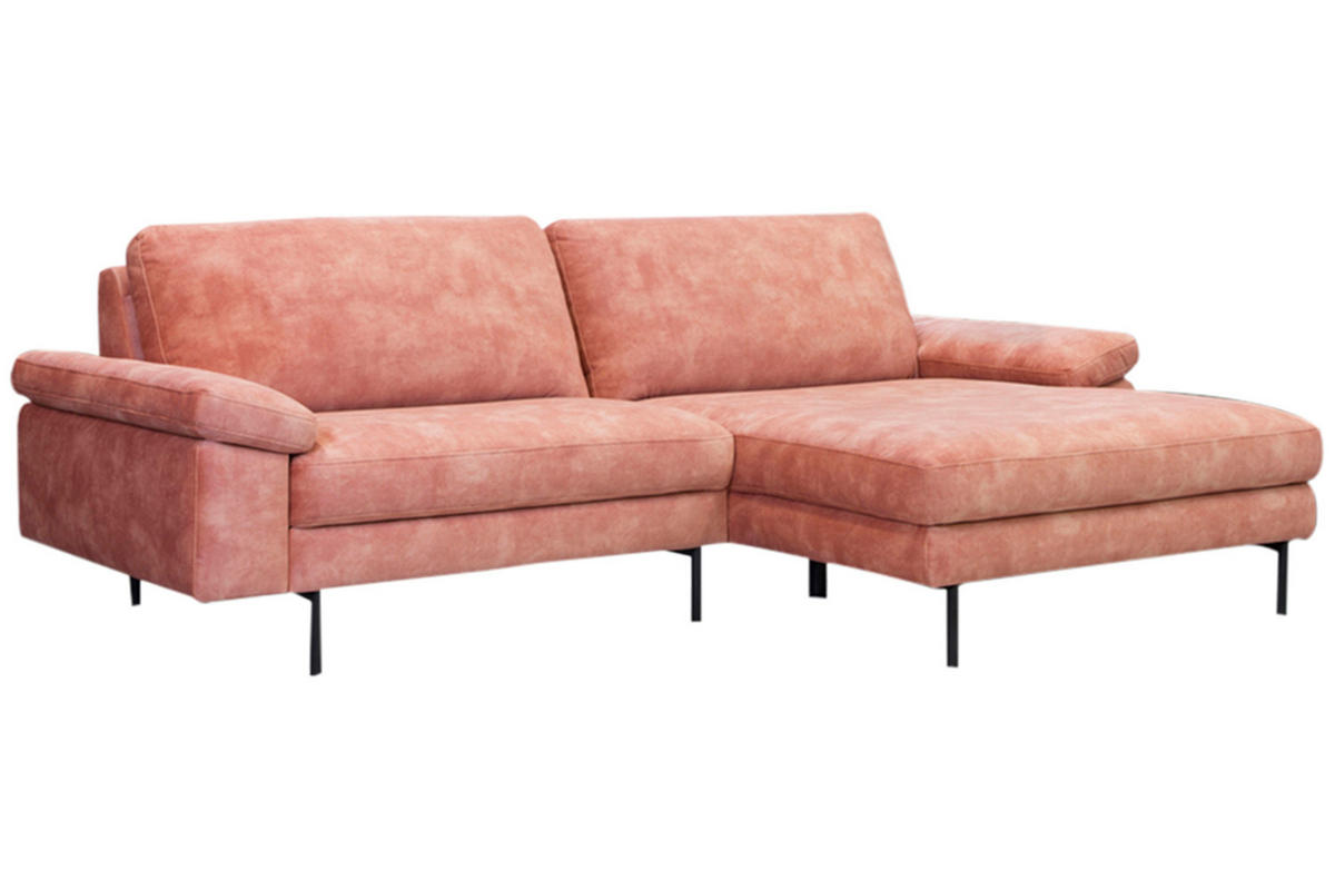 SOFA VISAO Pink Velvet - Pink/Schwarz, Textil (236/86/160cm) - KAWOLA