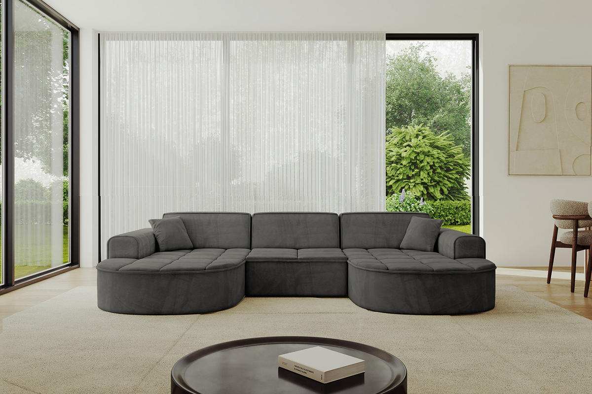 WOHNLANDSCHAFT TARO-U1 - 303x171x79,5 cm Dunkelgrau - Dunkelgrau, Holzwerkstoff/Textil (303/79.5/171cm) - ALTDECOR