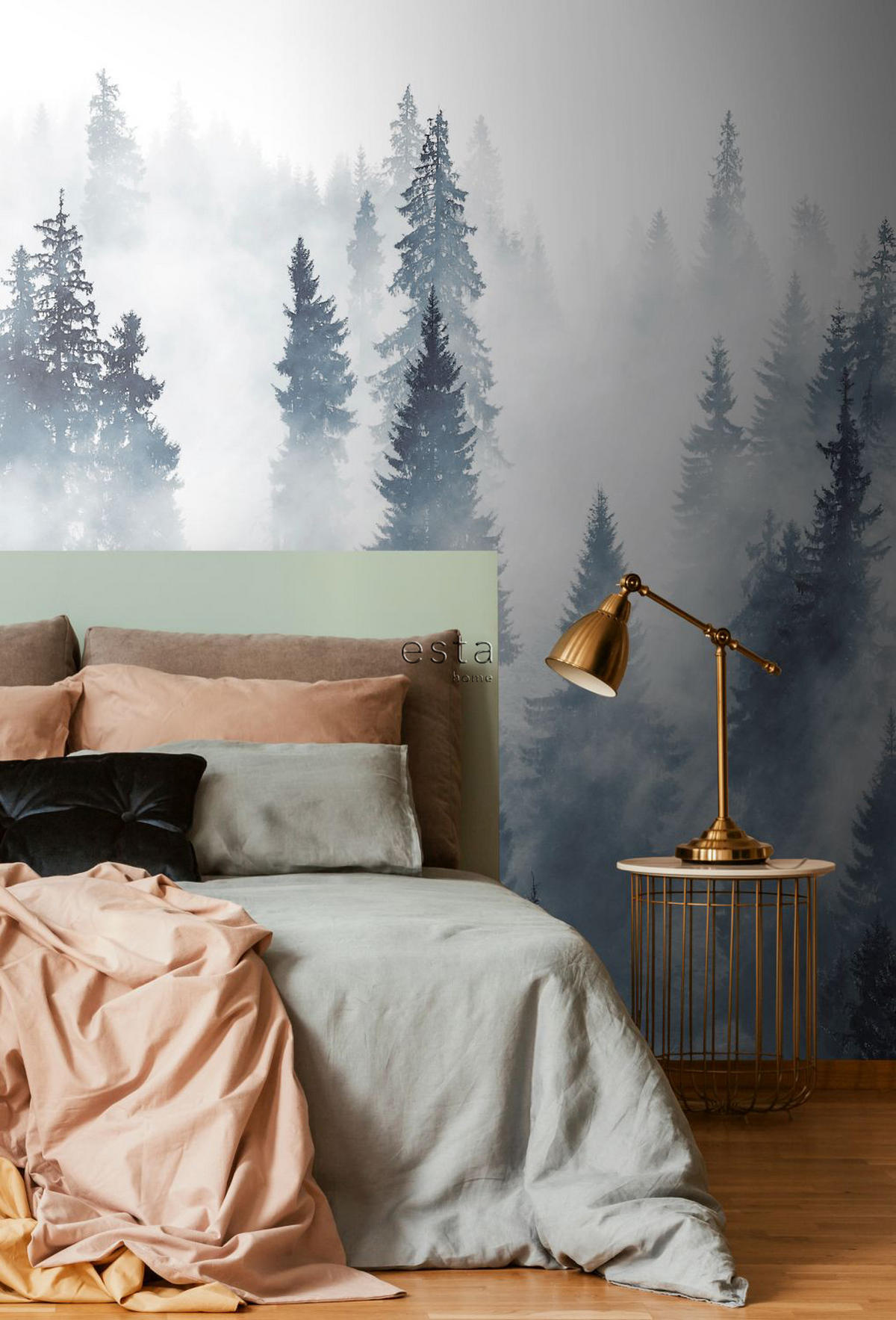 FOTOTAPETE nebliger Wald 186 x 279 cm - Grün, Papier (186/279cm) - ESTAhome