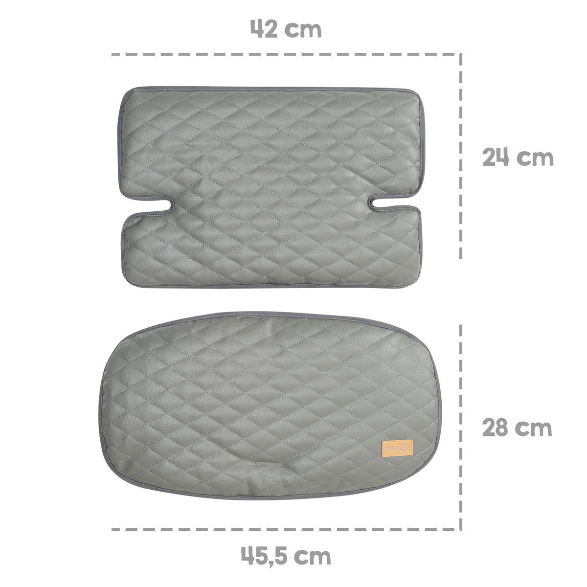 HOCHSTUHL-SITZVERKLEINERER 2-teilig Stone gesteppt - Grau, Textil (28/25/45.5cm) - Roba