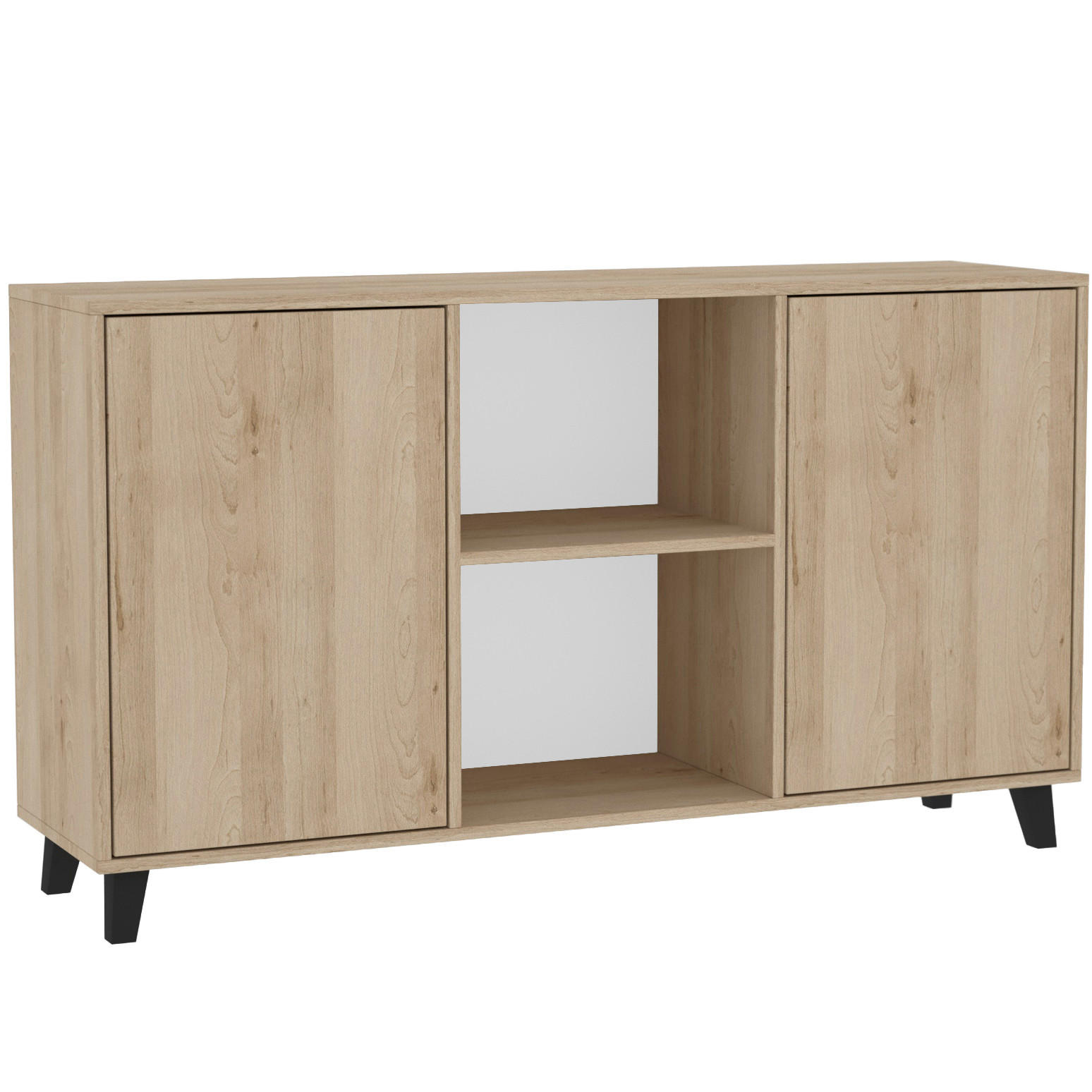 KOMMODE Home mit 2 Türen, ohne Griffe, eiche Artisan - Schwarz/Eiche Artisan, Holzwerkstoff (150/85/40cm) - Beautysofa