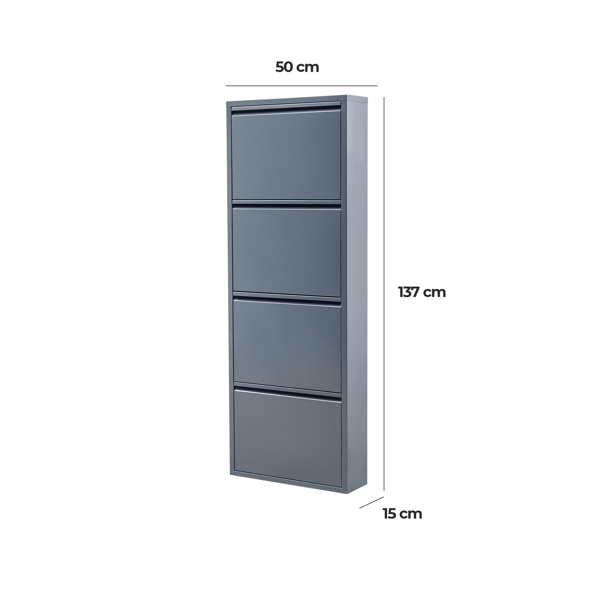 SCHUHSCHRANK schmal Metall mit Magnet 4 Klappen Anthrazit - Anthrazit, Metall (50/137/15cm) - Gowoll